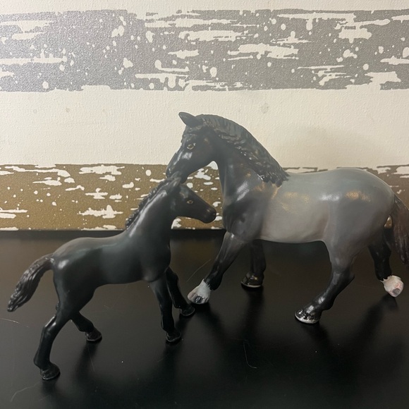 Schleich horse custom repaint   Blue roan mare and foal - Picture 1 of 6
